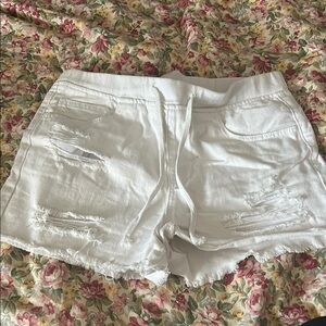 White Distressed Women's Shorts